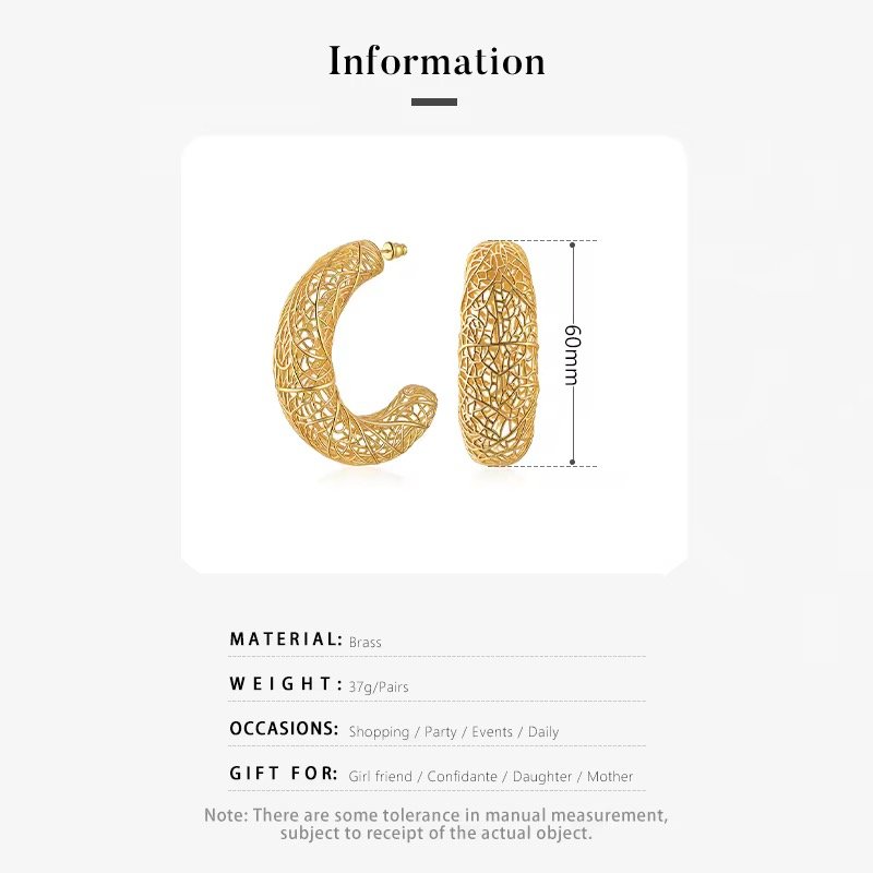 Shiny gold plated big chunky hoop earrings