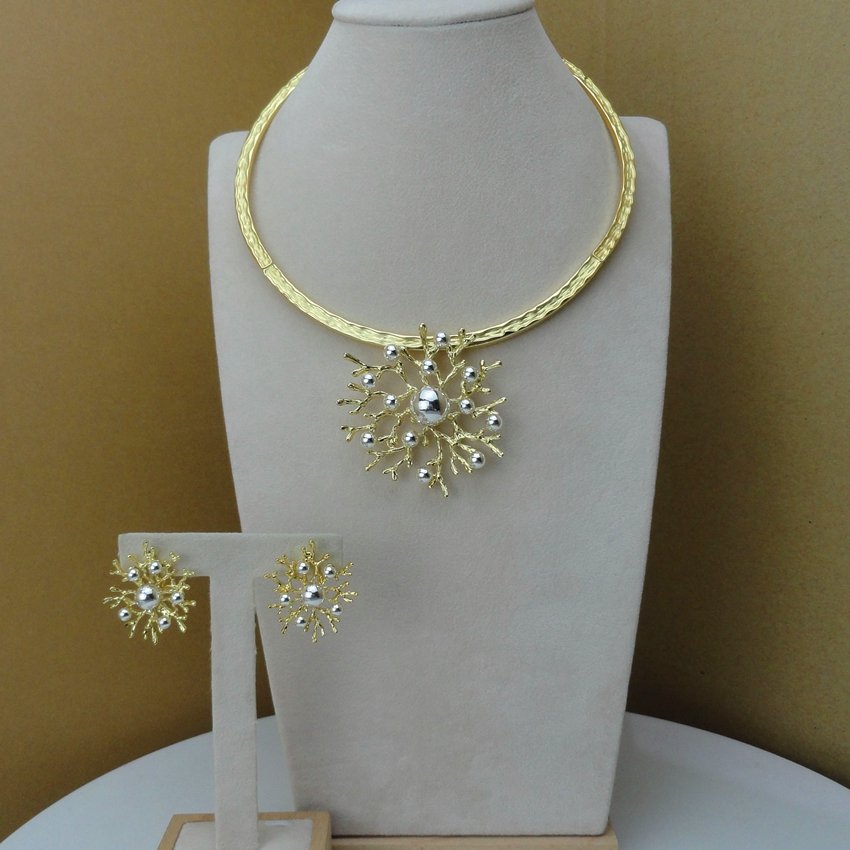 Gold Plated Necklace Set with Earrings
